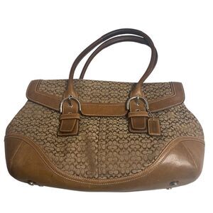 COACH 7080 Vintage Signature Hampton Soho Flap Satchel Brown SEE DESCRIPTION